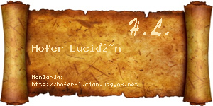 Hofer Lucián névjegykártya